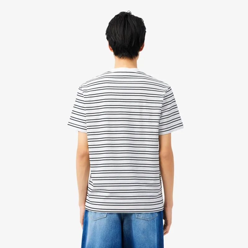 Lacoste Striped Cotton T-shirt White-2