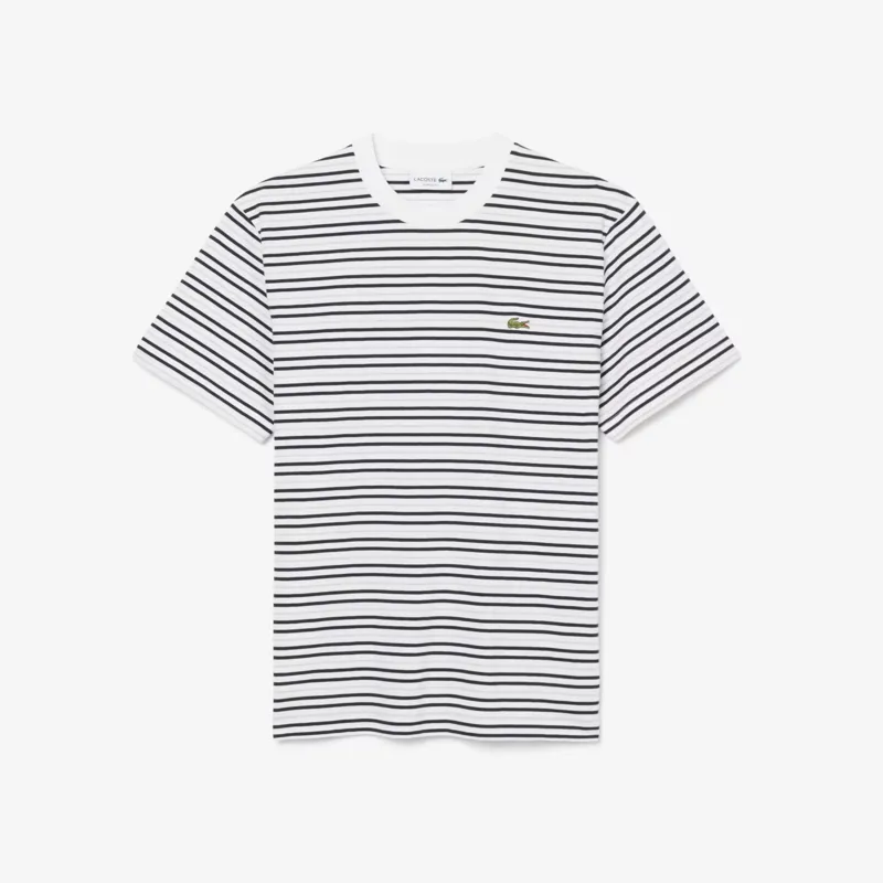 Lacoste Striped Cotton T-shirt White-5
