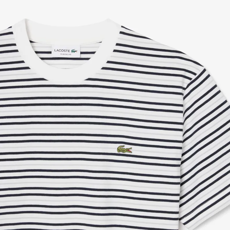 Lacoste Striped Cotton T-shirt White-3