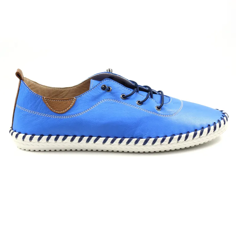 Lunar St Ives Leather Pump Plimsoll Blue-5
