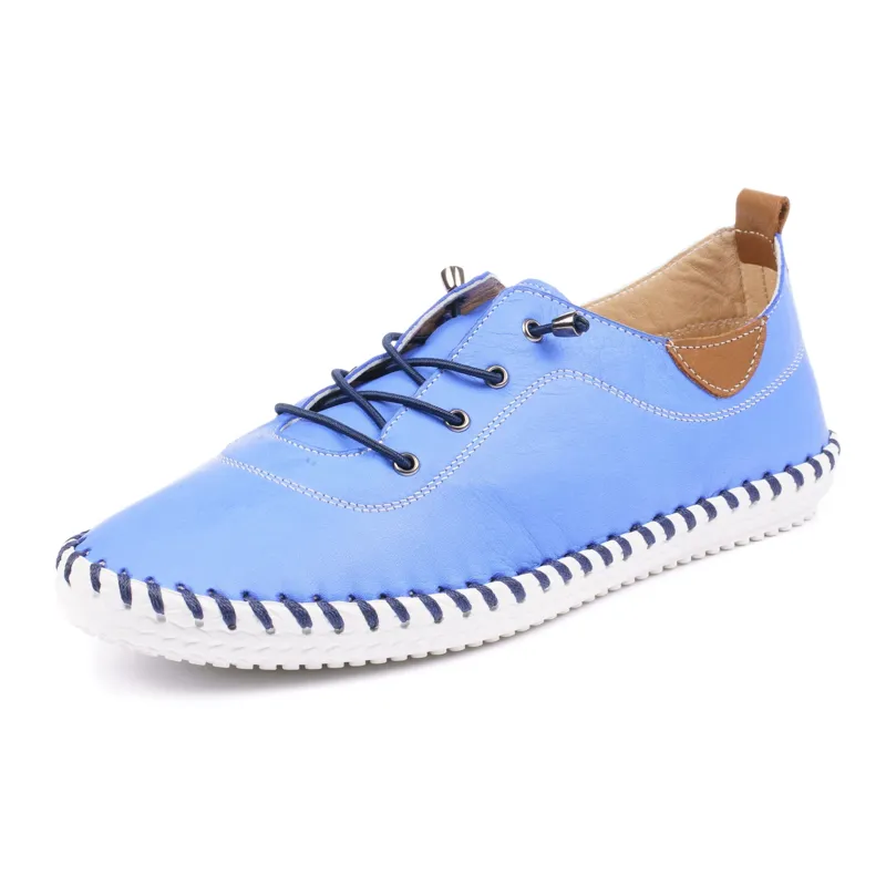 Lunar St Ives Leather Pump Plimsoll Blue-1