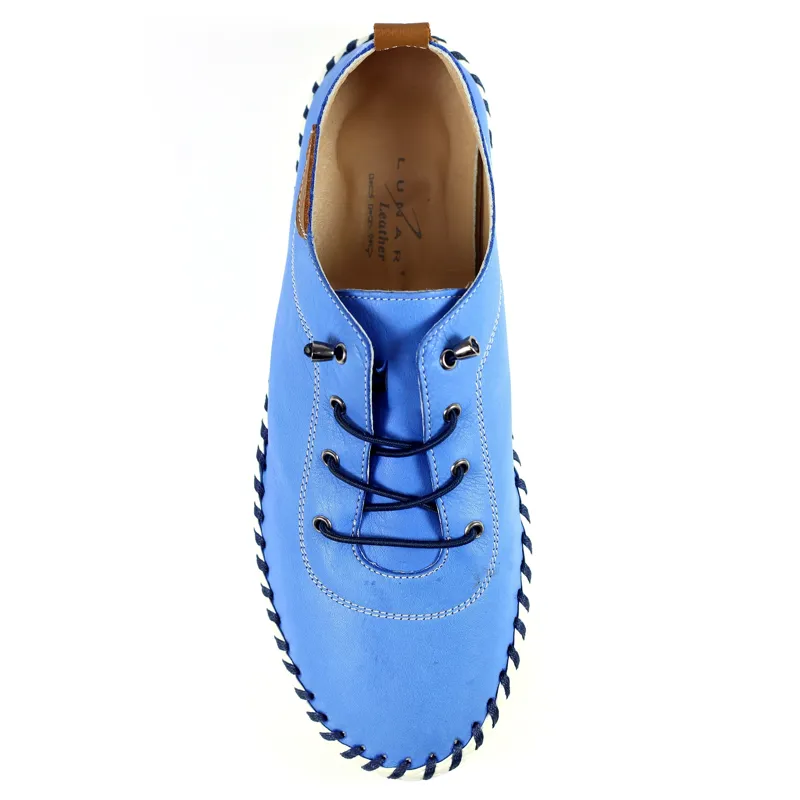 Lunar St Ives Leather Pump Plimsoll Blue-2
