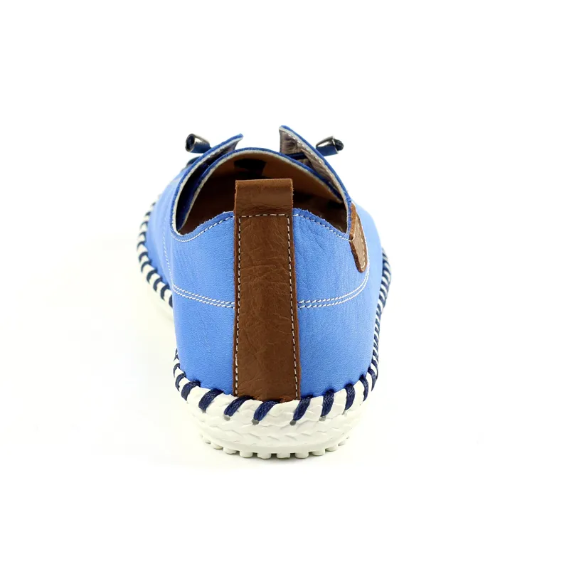 Lunar St Ives Leather Pump Plimsoll Blue-3