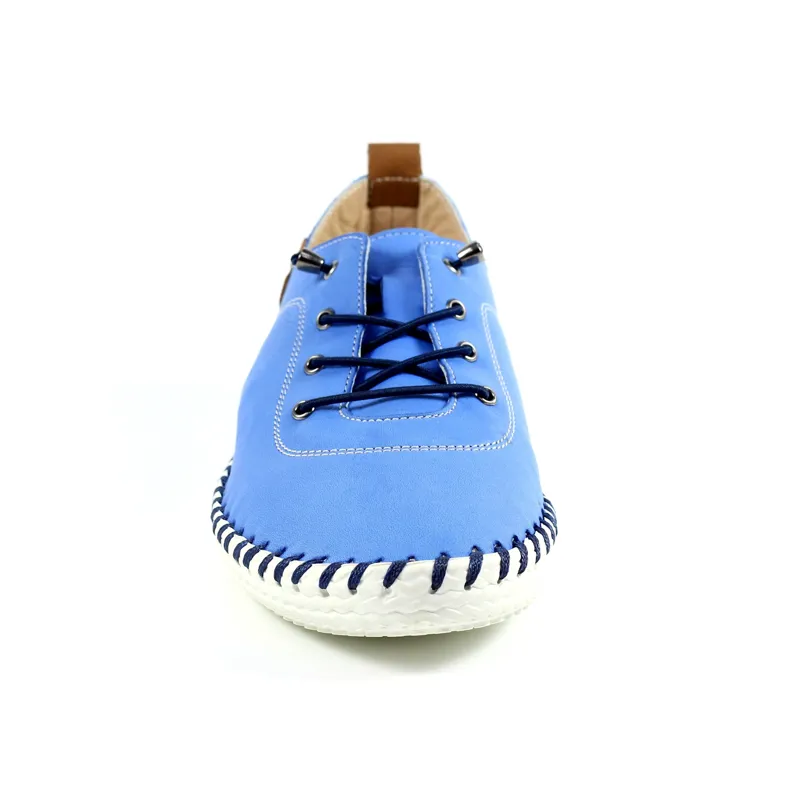 Lunar St Ives Leather Pump Plimsoll Blue-6