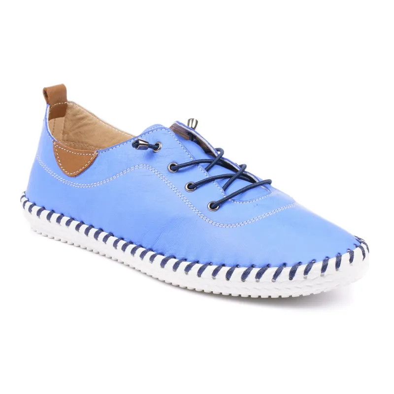 Lunar St Ives Leather Pump Plimsoll Blue