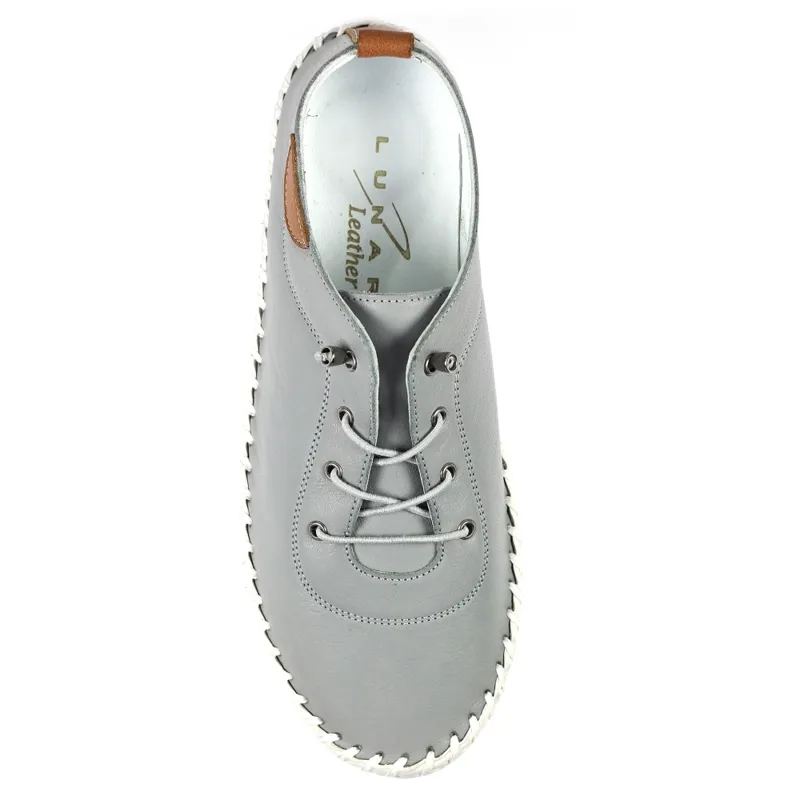 Lunar St Ives Leather Pump Plimsoll Grey-10