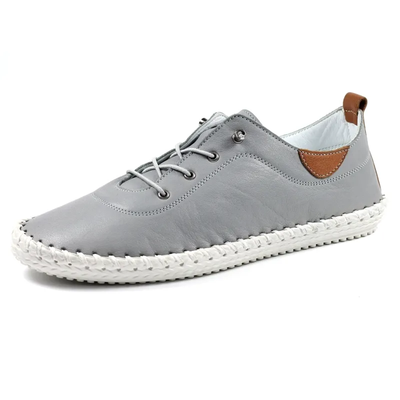 Lunar St Ives Leather Pump Plimsoll Grey-5