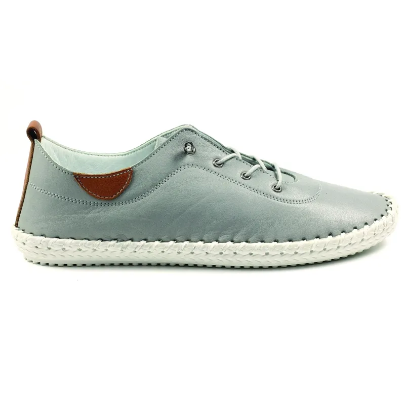 Lunar St Ives Leather Pump Plimsoll Grey-6