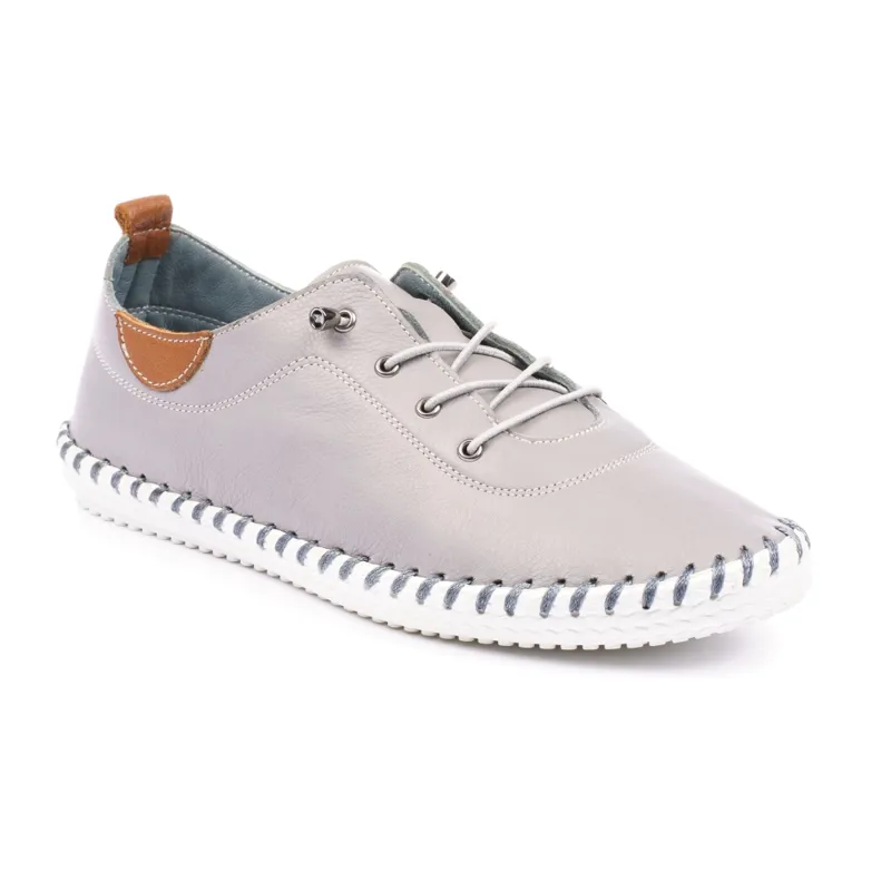 Ladies FLE030 Lunar St Ives Leather Pump Plimsoll Grey