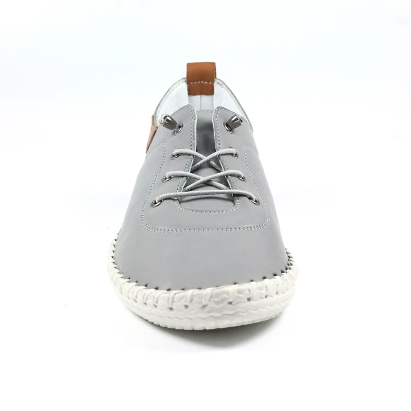 Lunar St Ives Leather Pump Plimsoll Grey-8
