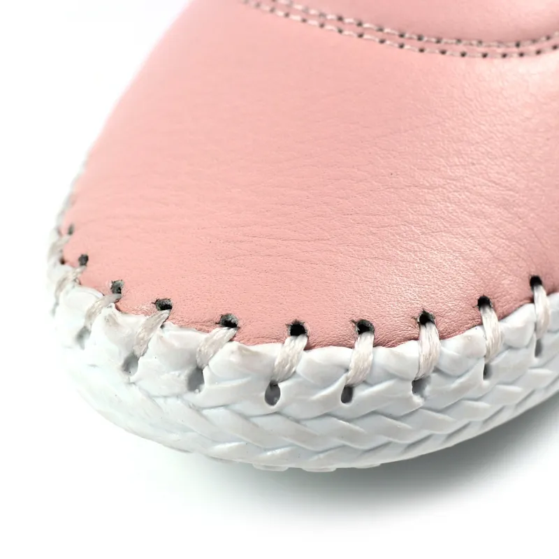 Lunar St Ives Leather Pump Plimsoll Pink-2