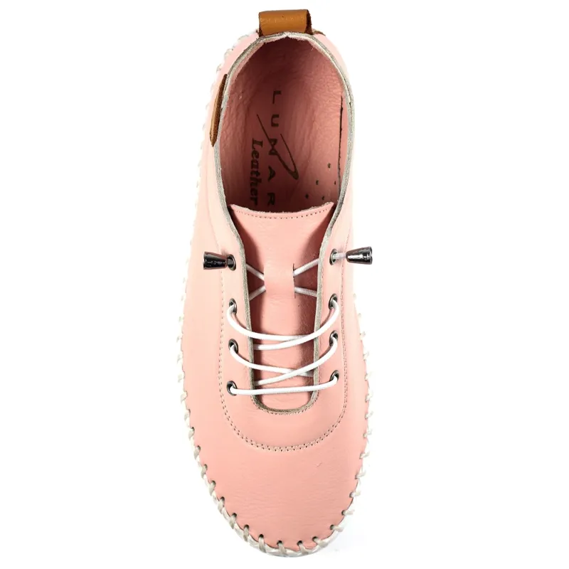 Lunar St Ives Leather Pump Plimsoll Pink-4