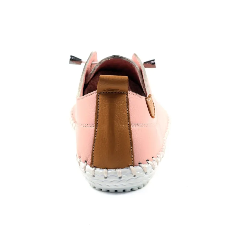 Lunar St Ives Leather Pump Plimsoll Pink-6