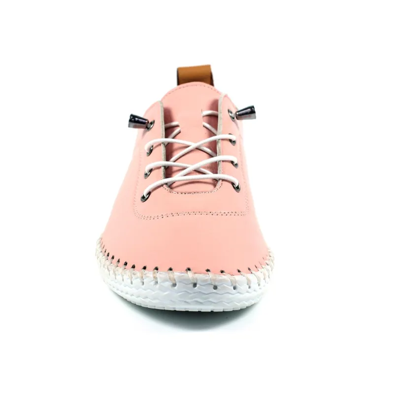 Lunar St Ives Leather Pump Plimsoll Pink-7