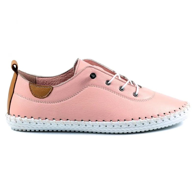 Lunar St Ives Leather Pump Plimsoll Pink-8