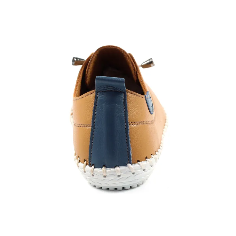 Lunar St Ives Leather Pump Plimsoll Tan-4