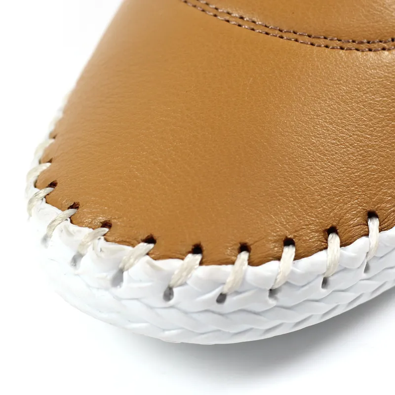 Lunar St Ives Leather Pump Plimsoll Tan-8