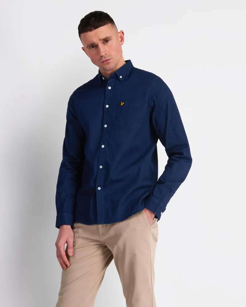 Lyle and Scott Indigo Long Sleeve Shirt MEDIUM ONLY LAST ONE-2