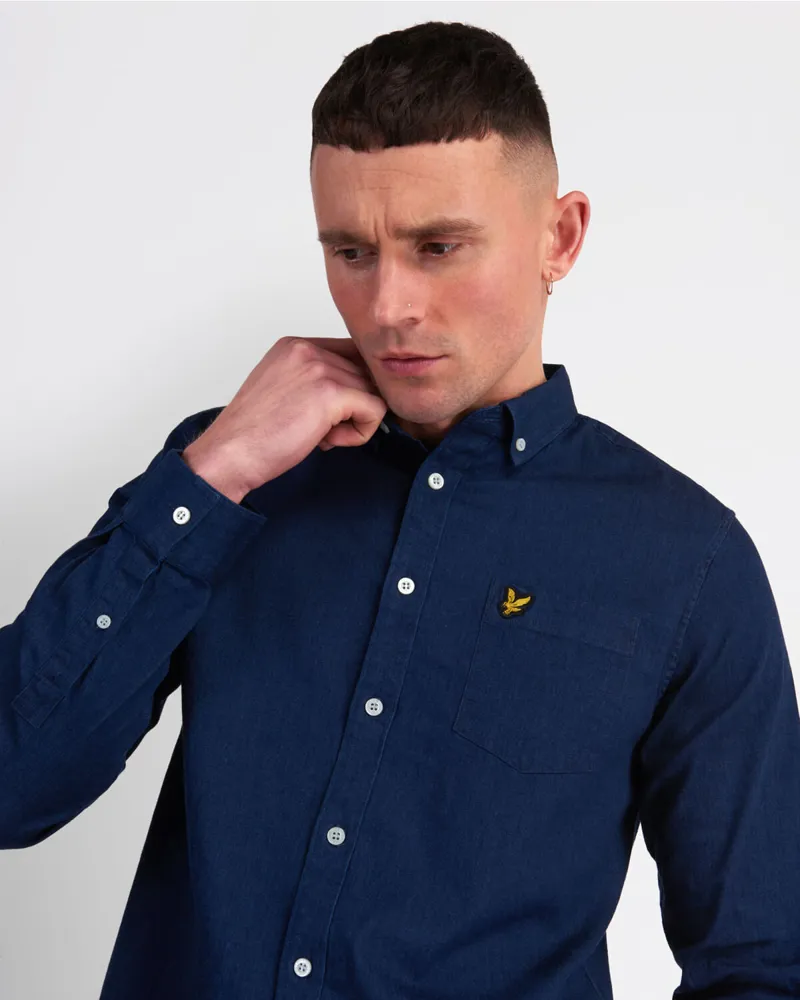 Lyle and Scott Indigo Long Sleeve Shirt MEDIUM ONLY LAST ONE