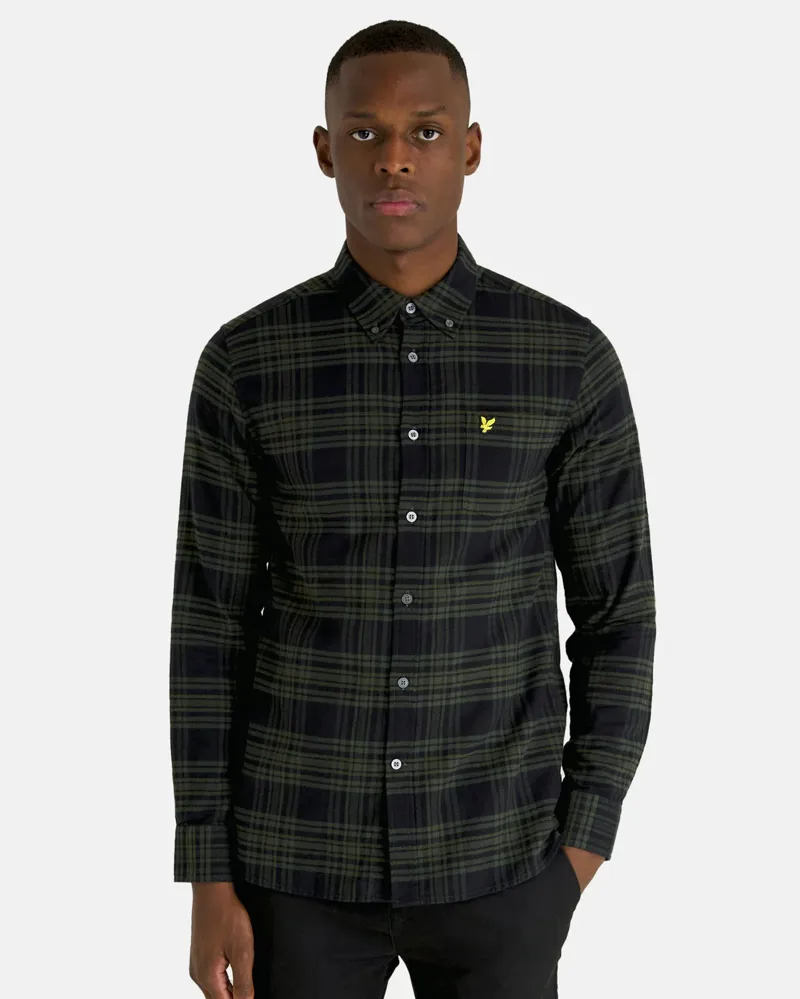 Lyle and Scott Check Flannel Shirt Moss Green LARGE ONLY LAST ONE
