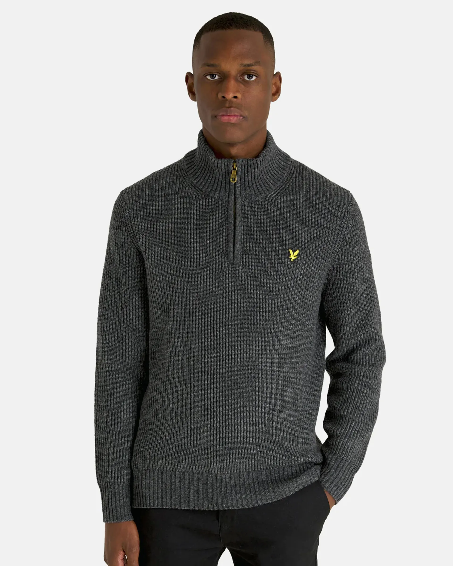 Lyle & Scott Men's 1/4 Zip Jumper In Jet Black - Foto 4
