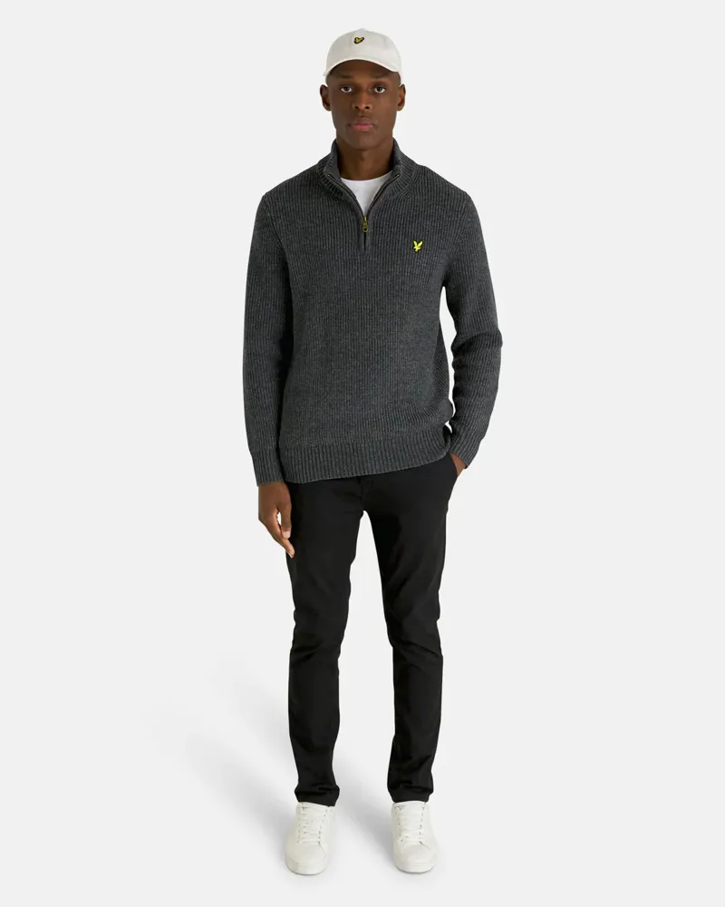 Lyle and Scott Ribbed Quarter Zip Jumper Charcoal XXL ONLY LAST ONE-1