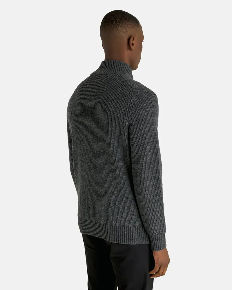 Lyle and Scott Ribbed Quarter Zip Jumper Charcoal XXL ONLY LAST ONE-2