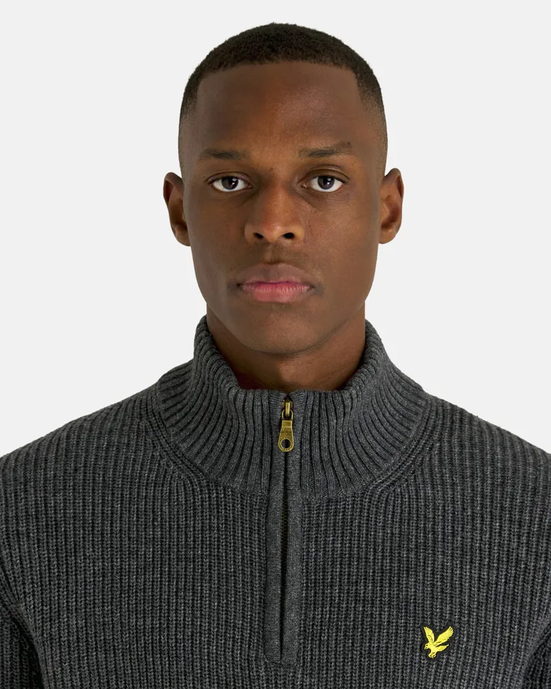 Lyle and Scott Ribbed Quarter Zip Jumper Charcoal XXL ONLY LAST ONE-3