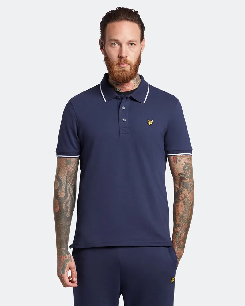 Lyle and Scott Tipped Polo T-shirt Light Navy / White XXL ONLY LAST ONE