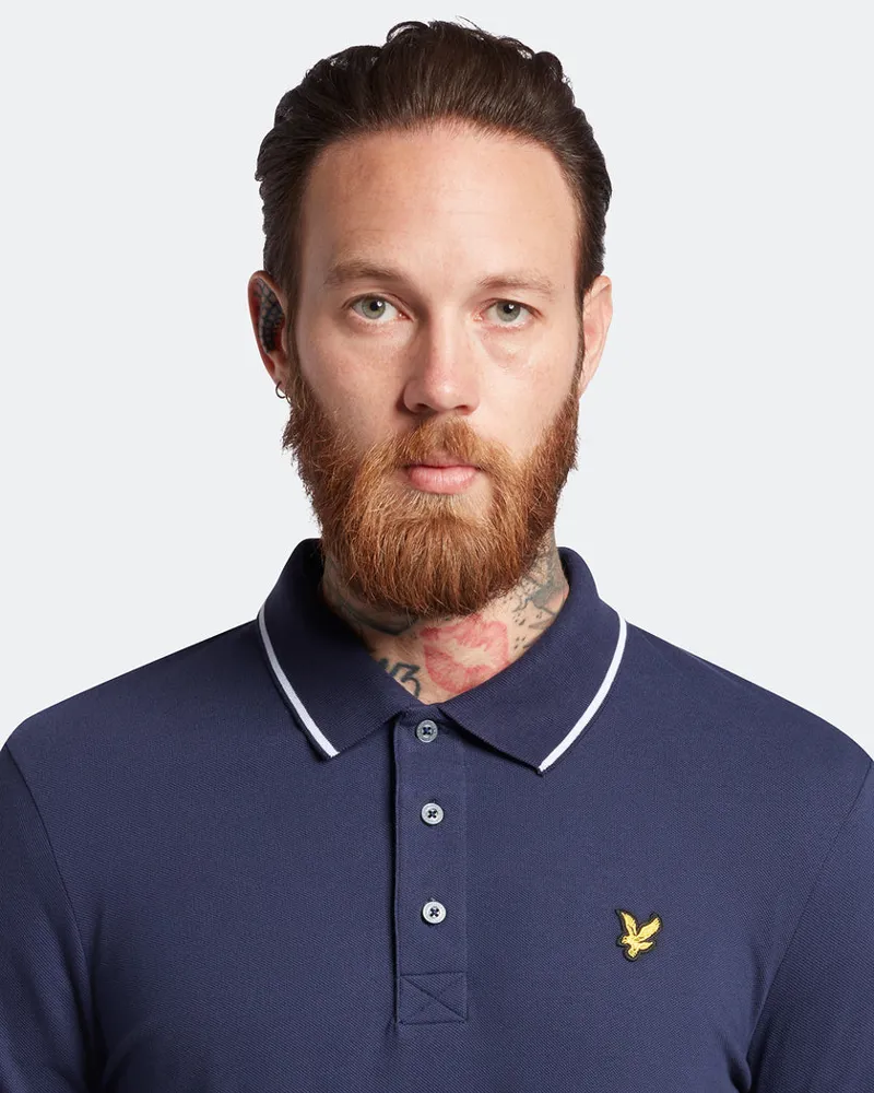 Lyle and Scott Tipped Polo T-shirt Light Navy / White XXL ONLY LAST ONE-3