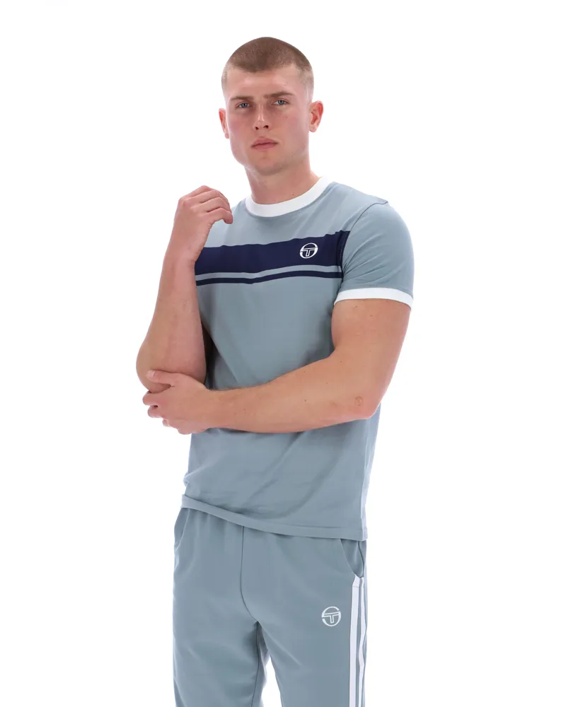 Sergio Tacchini Masters T-shirt Lead / Maritime Blue / White-6