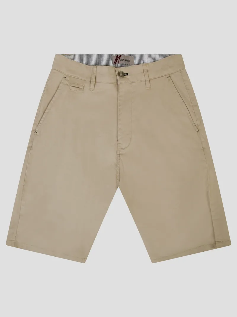 Mish Mash Weymouth Chino Shorts Mid Stretch Stone