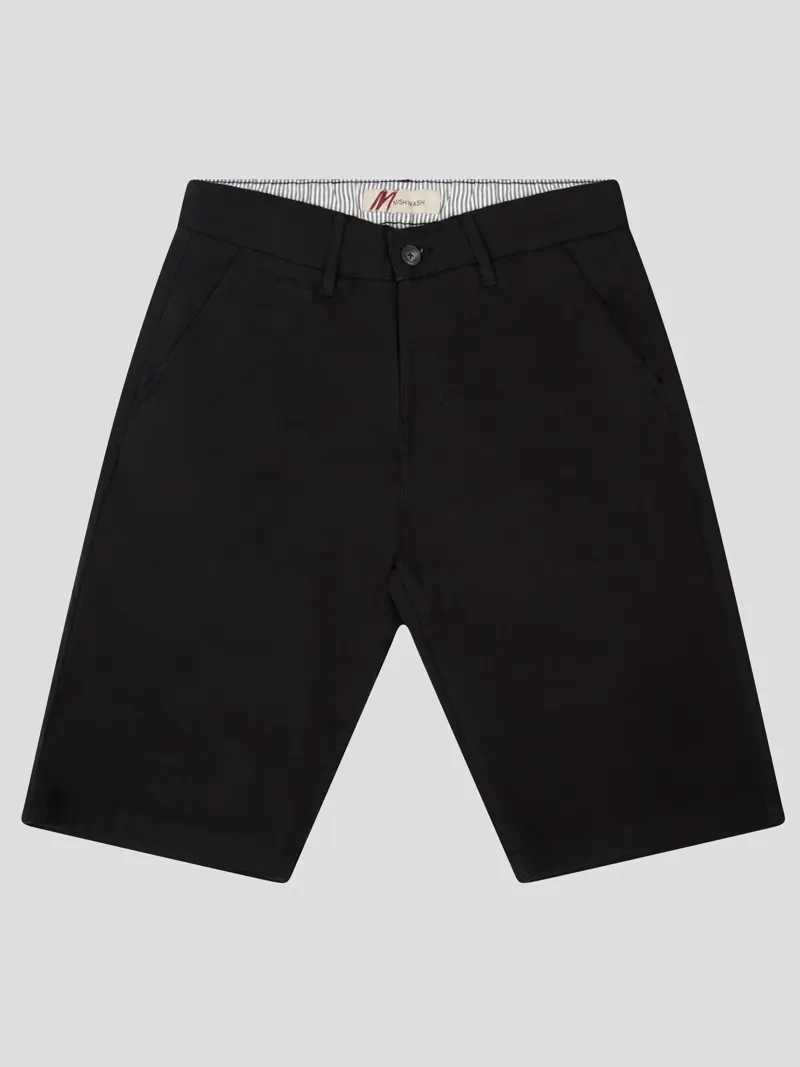 Mish Mash Weymouth Chino Shorts Mid Stretch Black
