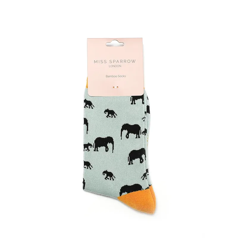 Miss Sparrow Bamboo Elephants Socks Duck Egg-2