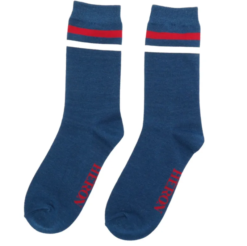 Mr Heron MH298 Bamboo Stripe Socks Navy