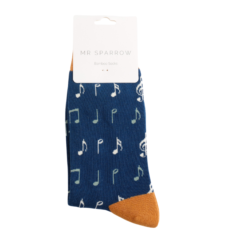Mr Heron MR093 Bamboo Music Socks Navy-1