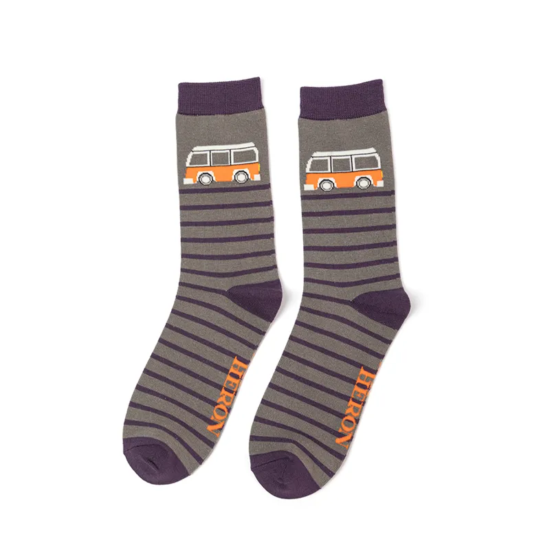 Mr Heron MH182 Bamboo Campervan Socks Grey