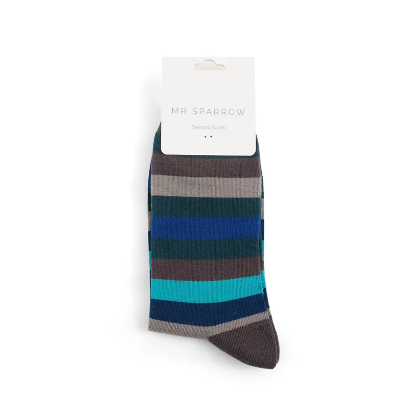 Mr Heron MR054 Bamboo Socks Stripe Teal-1