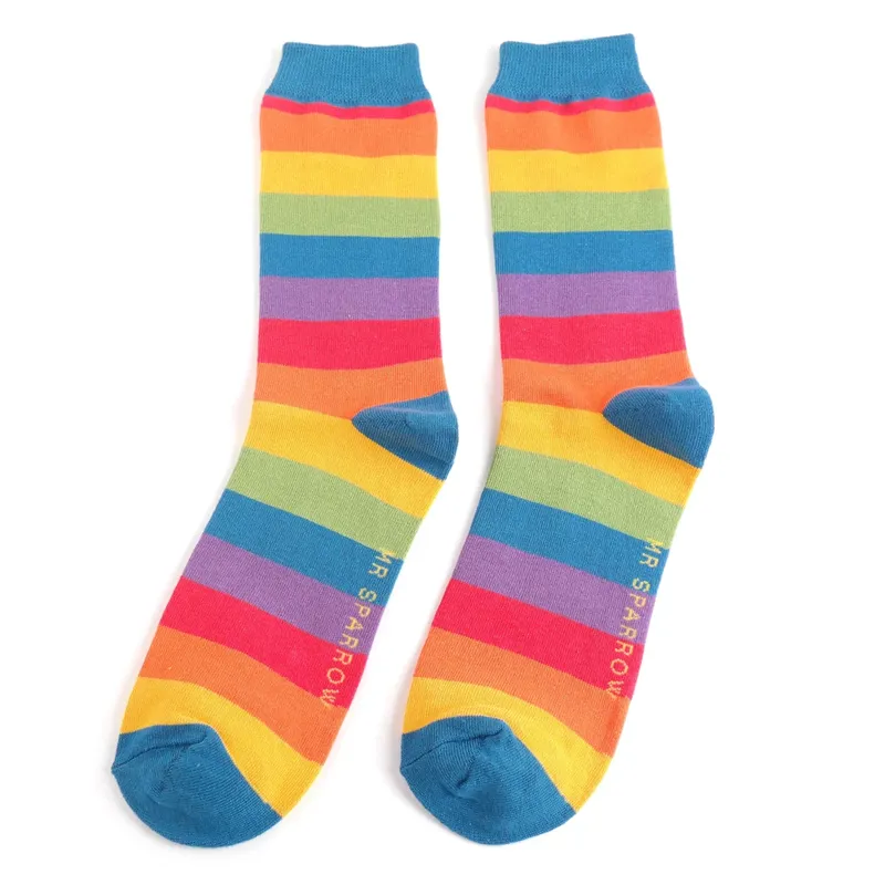 Mr Heron MR073 Bamboo Socks Thick Rainbow Stripe 