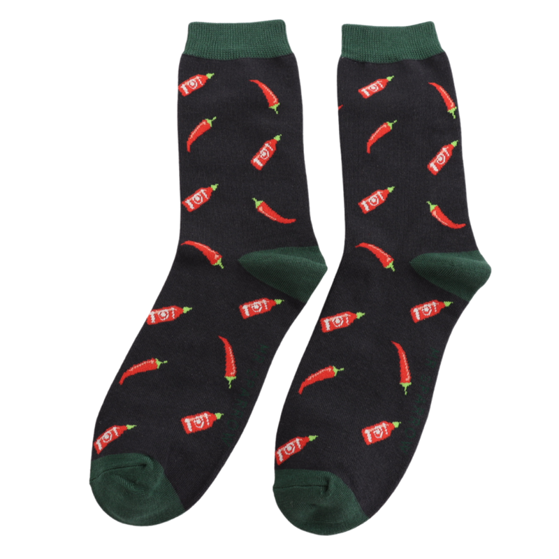 Mr Heron MR109 Bamboo Something Spicy Socks Black