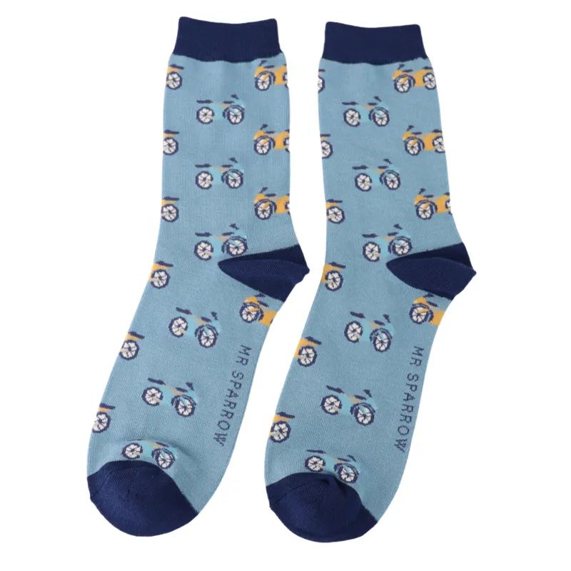 Mr Heron MR115 Bamboo Motorbike Socks Denim