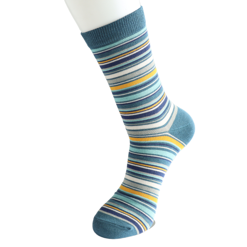 Mr Heron MR136 Bamboo Stripe Socks Denim-1