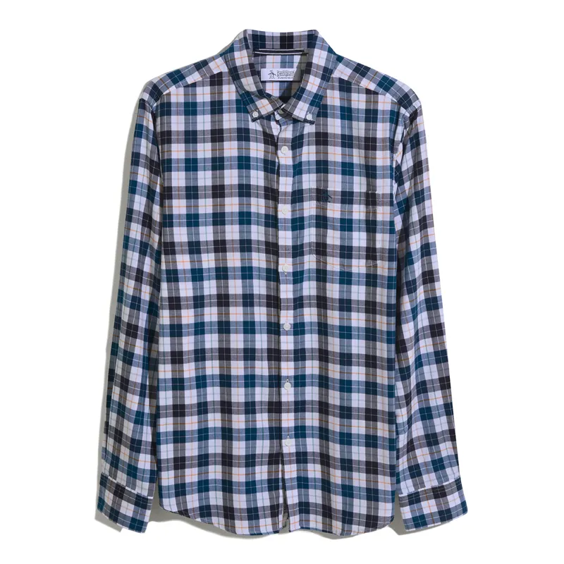 Penguin Plaid Check Shirt Bright White MEDIUM ONLY LAST ONE