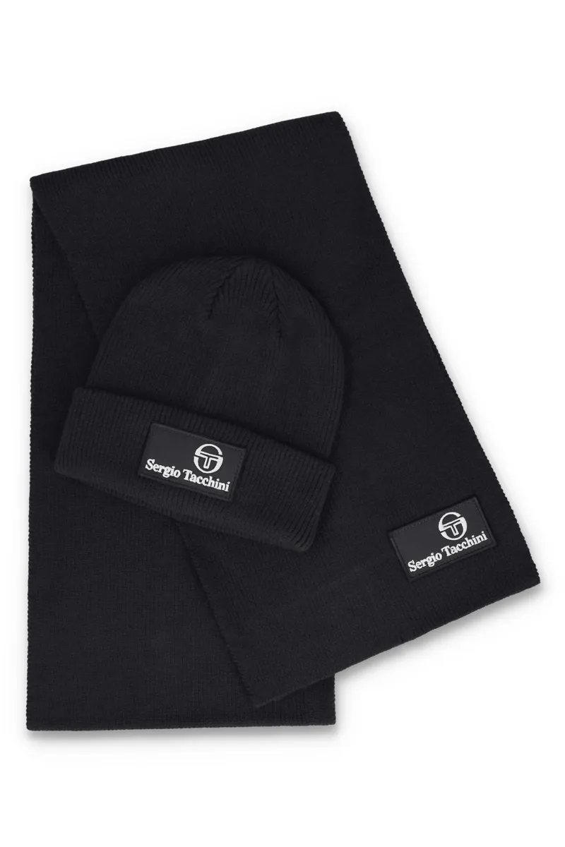 Sergio Tacchini Primo Beanie and Scarf Box Set Black-1
