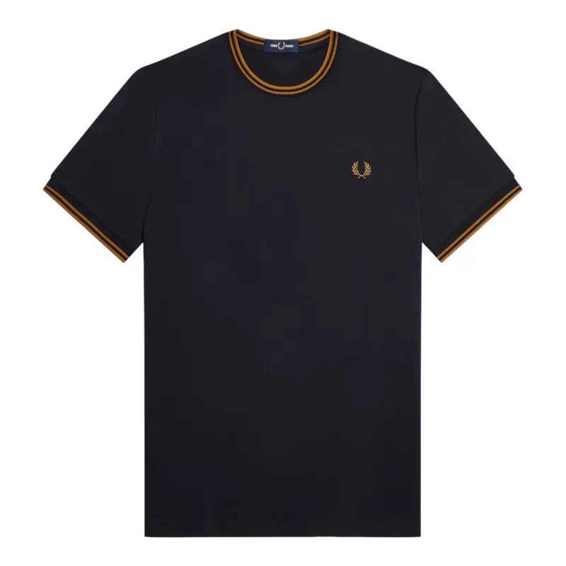 Fred Perry Twin Tipped T-shirt Navy / Dark Caramel