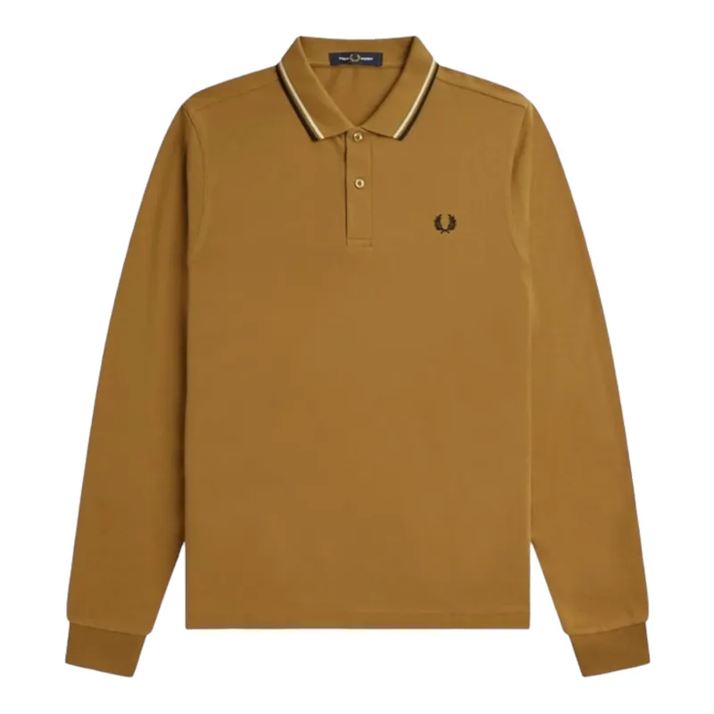 Fred Perry Long Sleeve Polo T-shirt Dark Caramel XXL ONLY LAST ONE
