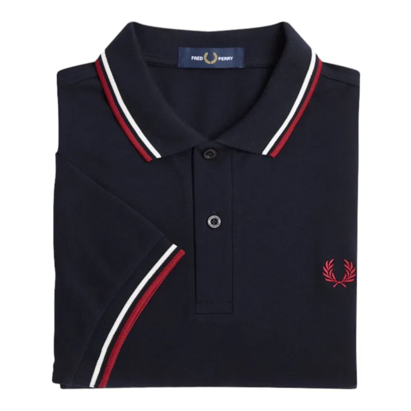 Fred Perry M3600-T55 Polo T-shirt Navy / Burnt Red / White-1