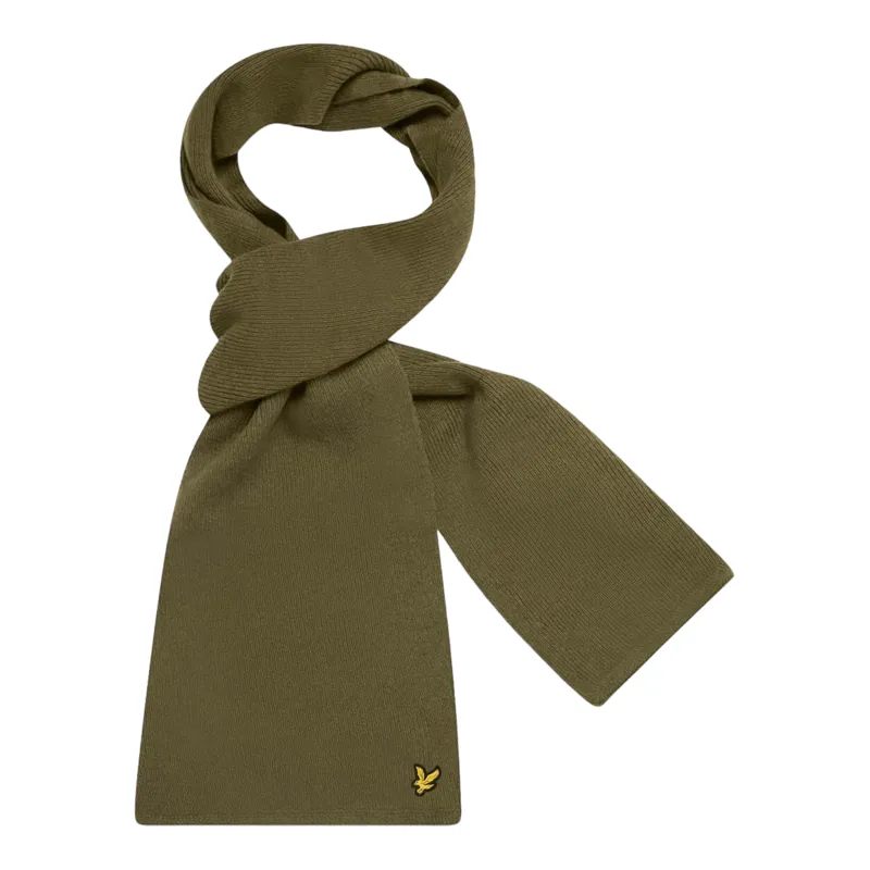 Lyle and Scott Racked Ribbed Scarf Olive