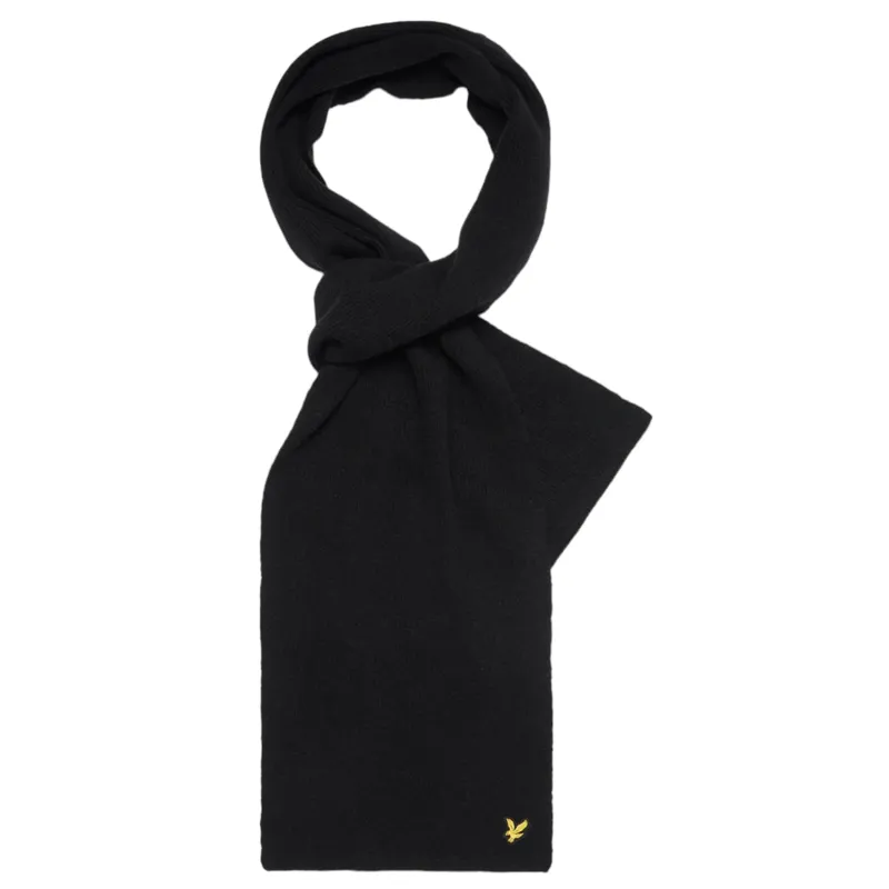 Lyle and Scott Racked Ribbed Scarf Black