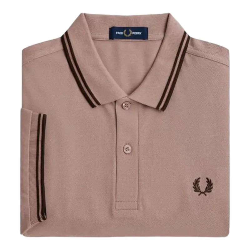 Fred Perry M3600-S52  Polo T-Shirt Pink / Burnt Tobacco XXXL ONLY